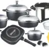 سرویس قابلمه 33 پارچه زودپزدار چدن دلونگی Pot Service 33pcs Pressure cooker Dellonghe 1376122069service 33 parche