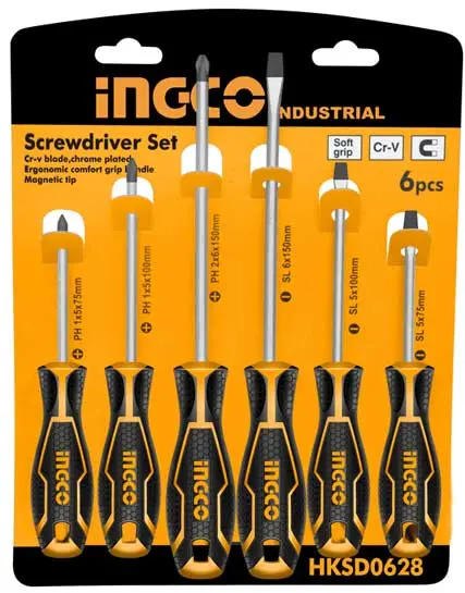 ست پیچ گوشتی تخت مگنت دار 6 عددی اینکو INGCO 6 NUMERICAL MAGNET HKSD0628