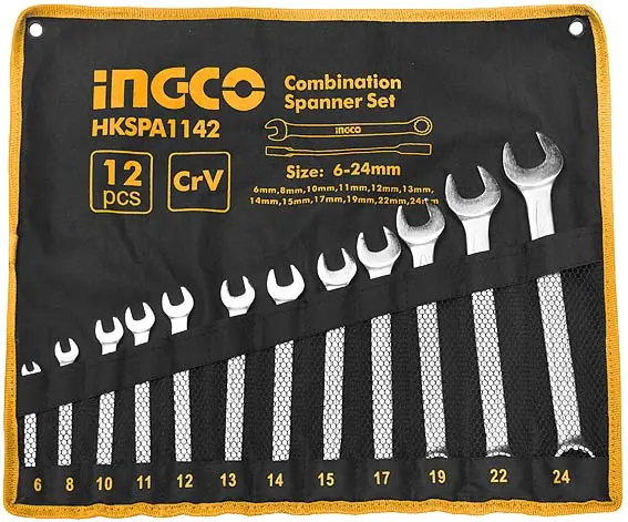 ست آچار یک سر رینگ 12 عددی اینکو INGCO COMBINATION SPANNER SET HKSPA1143
