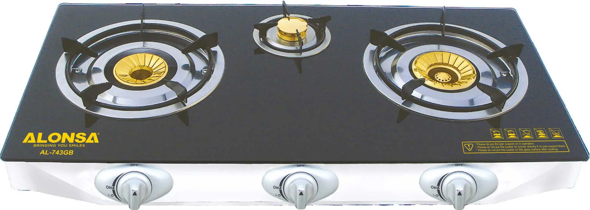 اجاق گاز صفحه ای 3 شعله آلونسا ALONSA GAS BURNER AL-743 GB