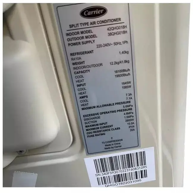 کولر گازی کریر 18000 کم مصرف 42QHG018H T3