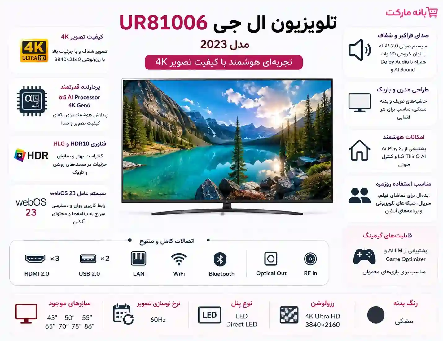 خرید تلویزیون ال جی 55UR81006