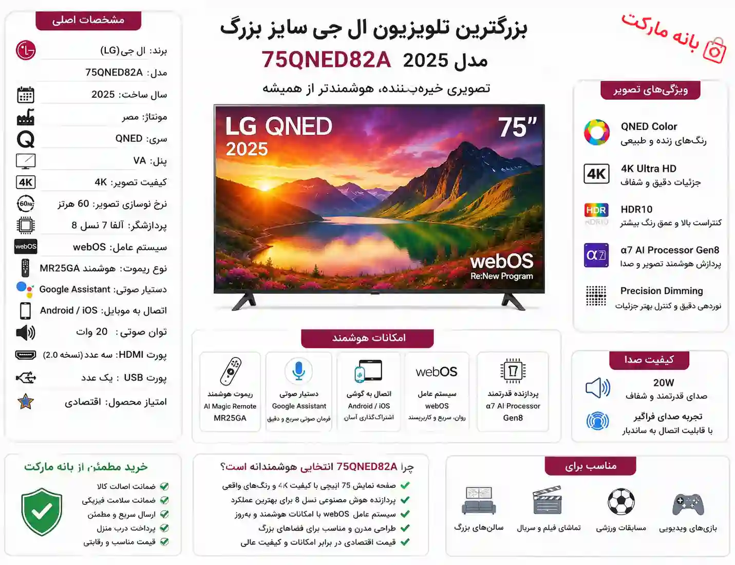 خرید تلویزیون ال جی 75QNED82A