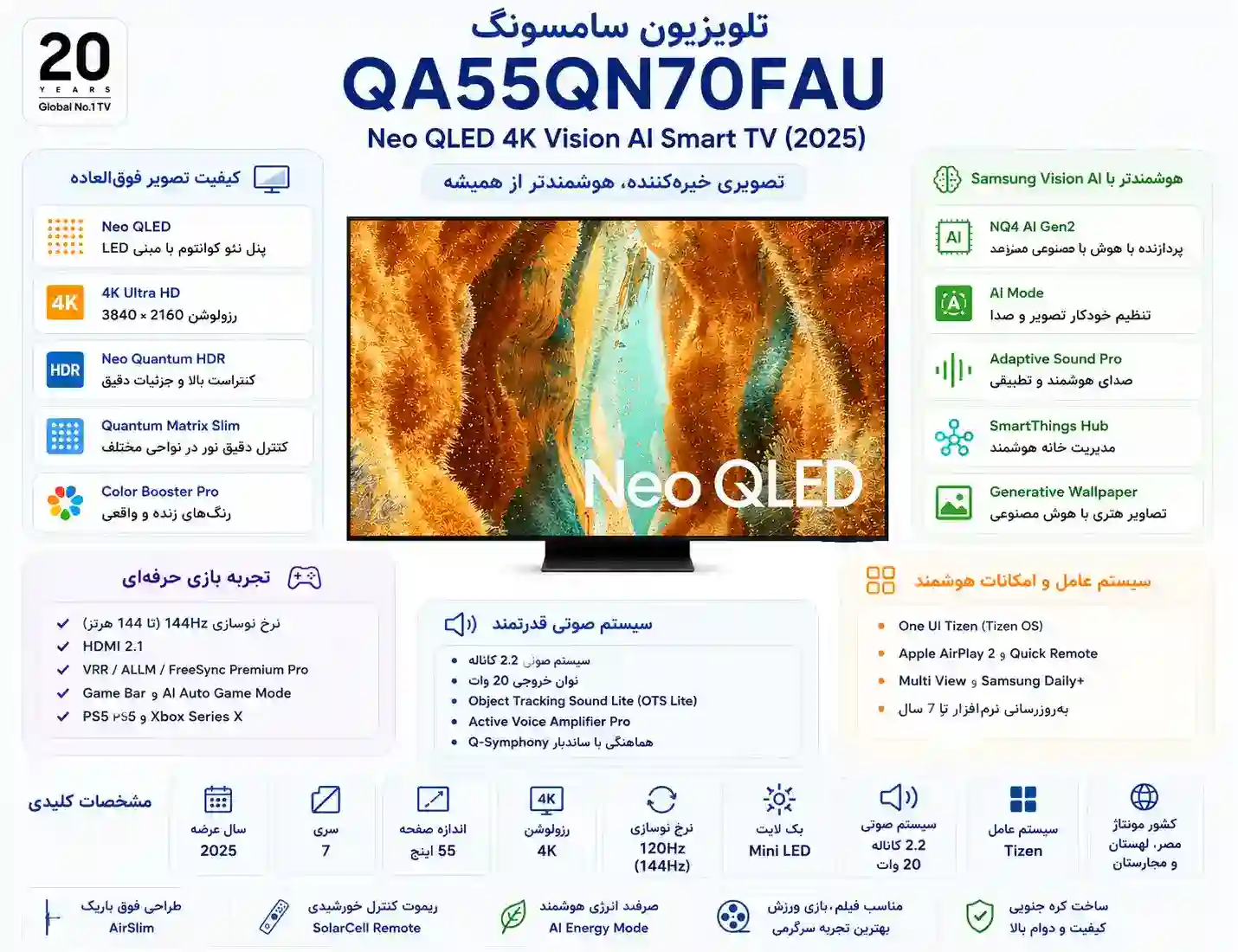 تلویزیون سامسونگ QA55QN70FAU