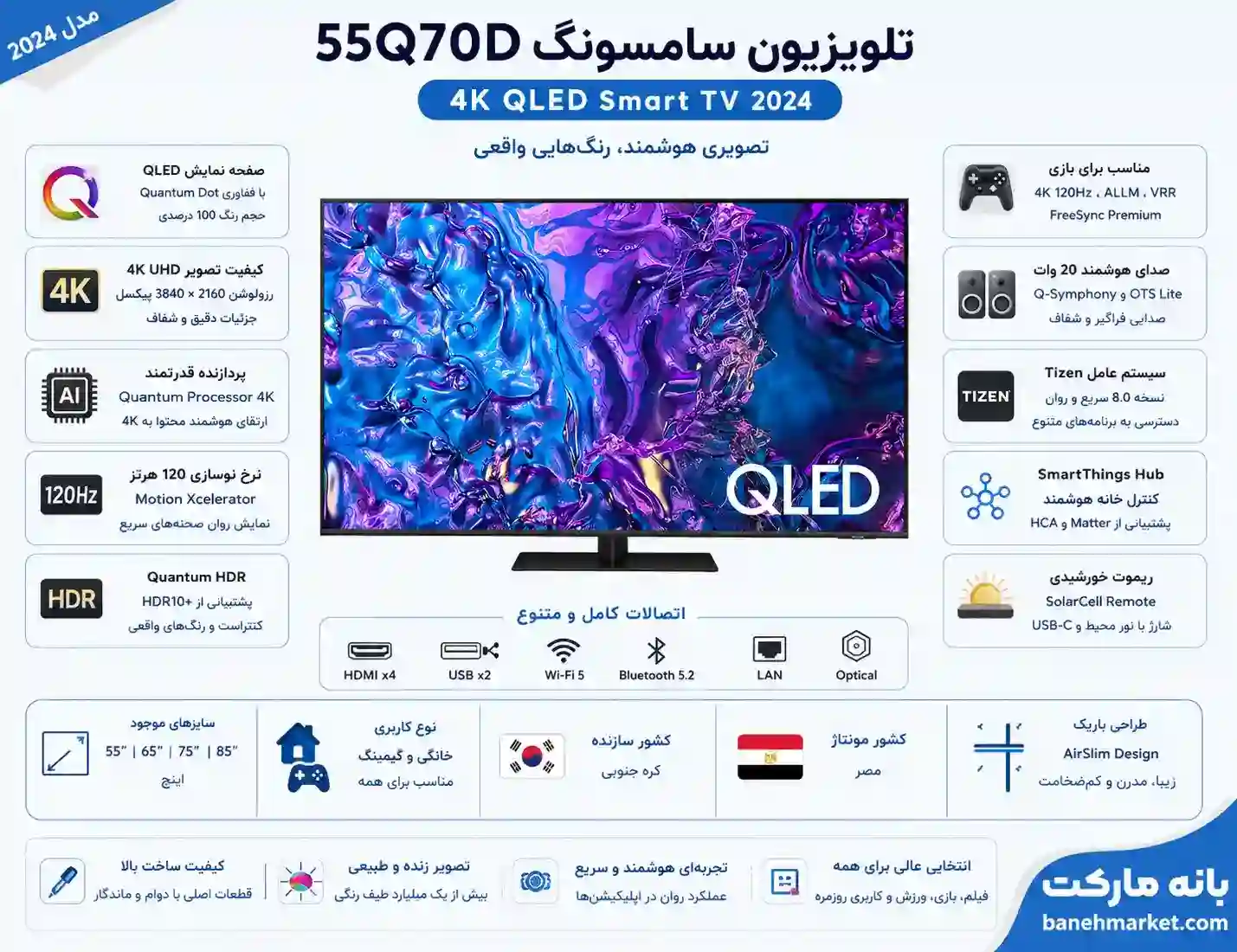 قیمت خرید تلویزیون سامسونگ 55Q70D