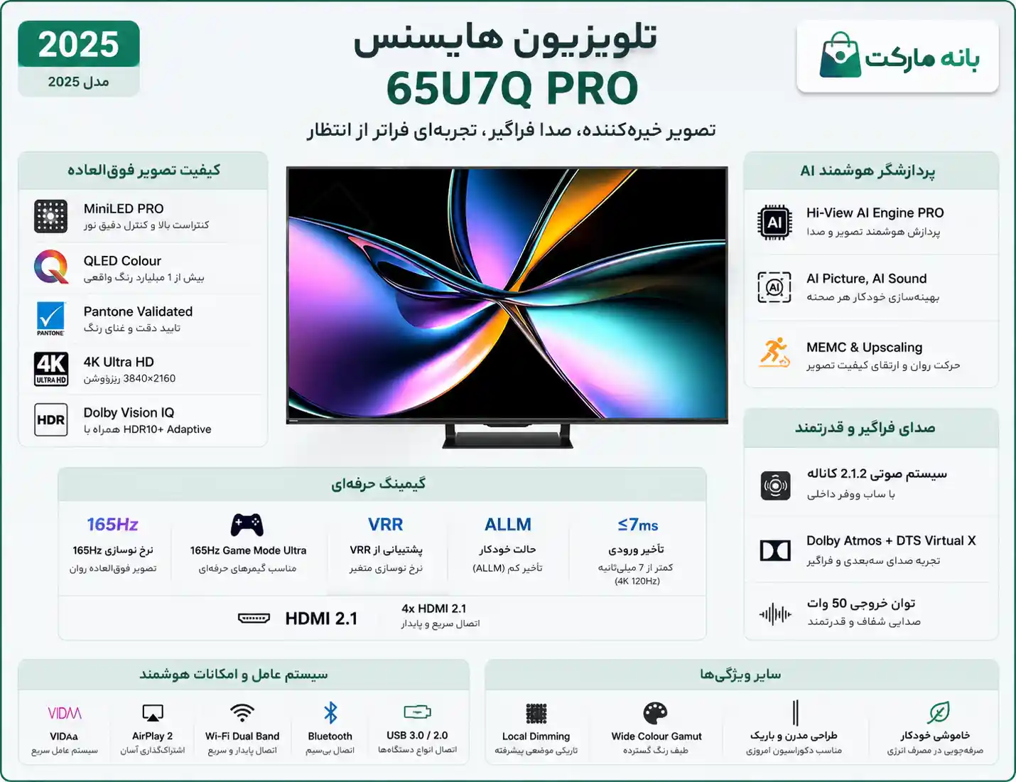تلویزیون هایسنس 65U7Q PRO 5 تلویزیون هایسنس 65U7Q PRO