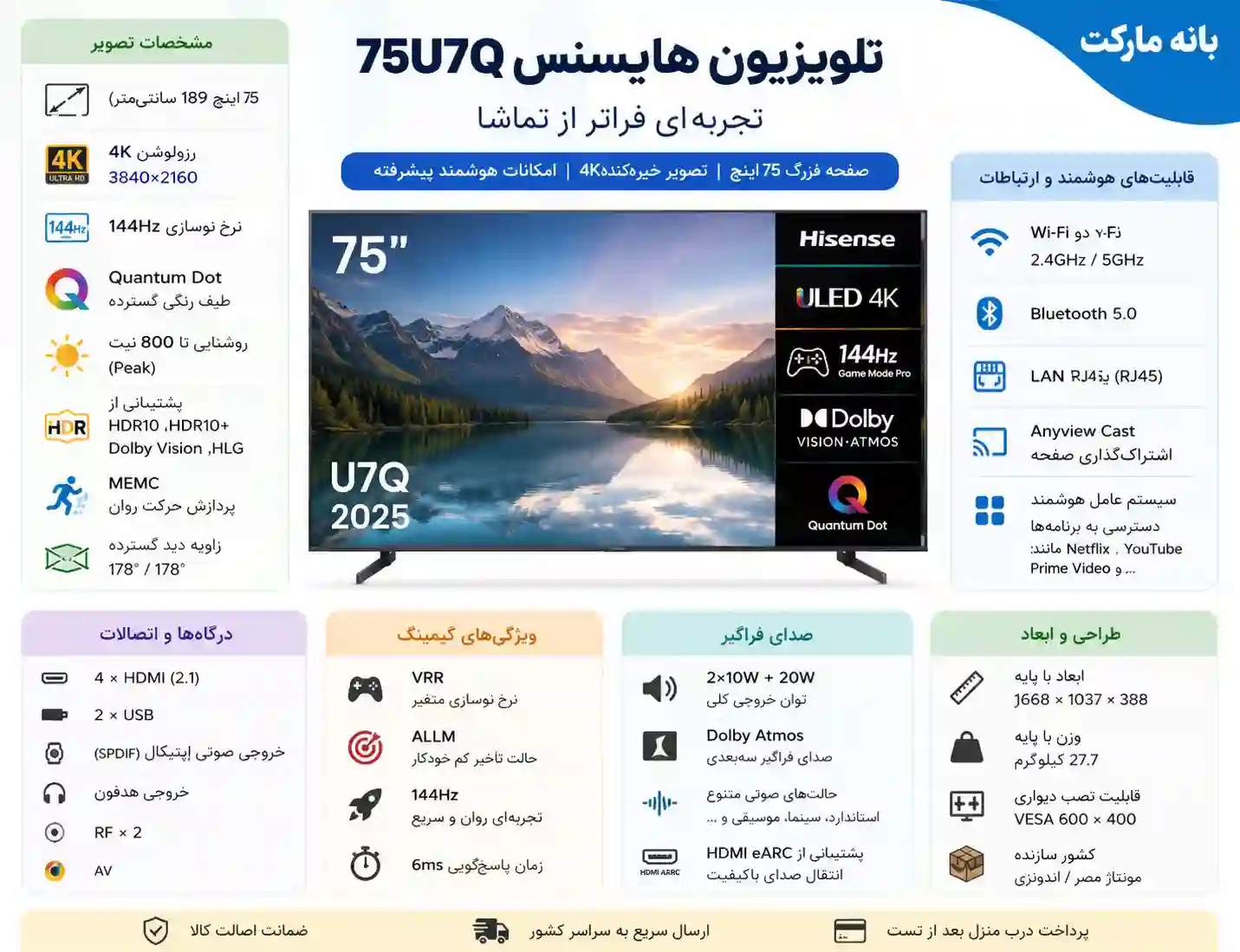 تلویزیون هایسنس 75U7Q 3 خرید تلویزیون هایسنس 75U7Q