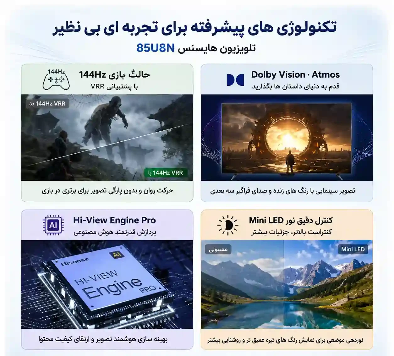 تلویزیون هایسنس 85U8N 4 تلویزیون 85U8N