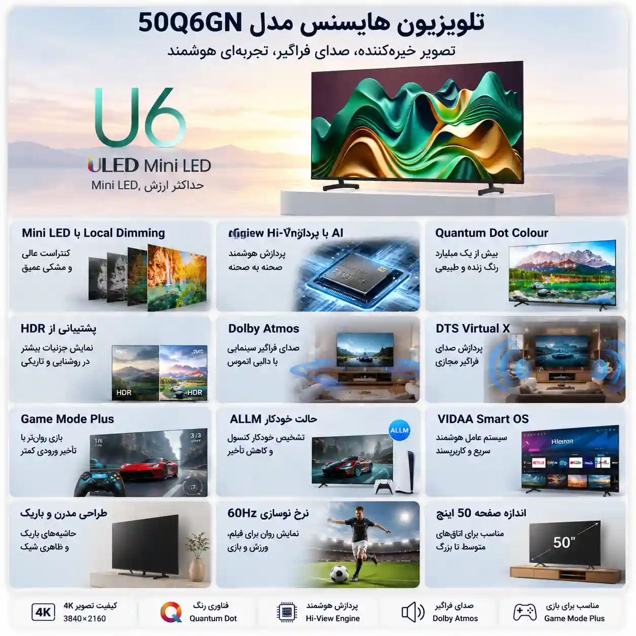 تلویزیون هایسنس 50Q6GN 4 تلویزیون هایسنس 50Q6GN