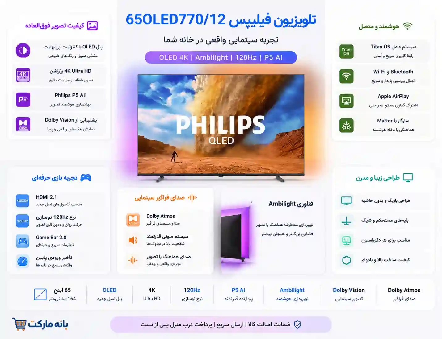 قیمت تلویزیون فیلیپس 65MLED920 